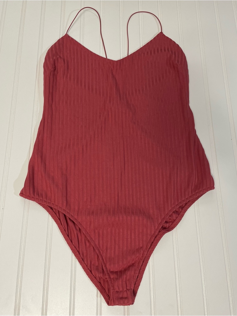 Sezane Sae Bodysuit Size XL Dusty Muted Red-Rose Color